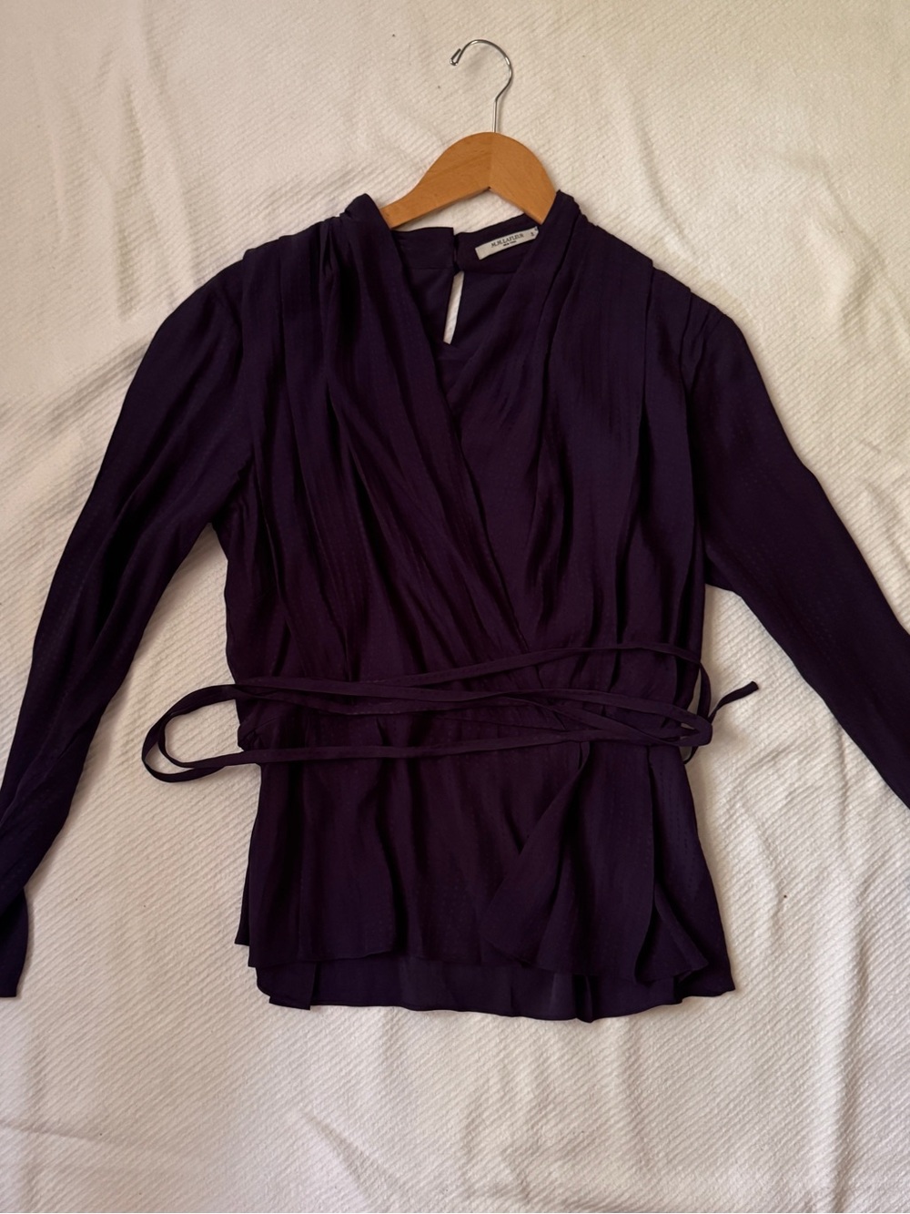 MM.LaFleur Plum Wrap-Style Long Sleeve Blouse